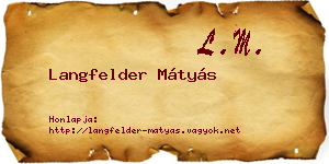 Langfelder Mátyás névjegykártya